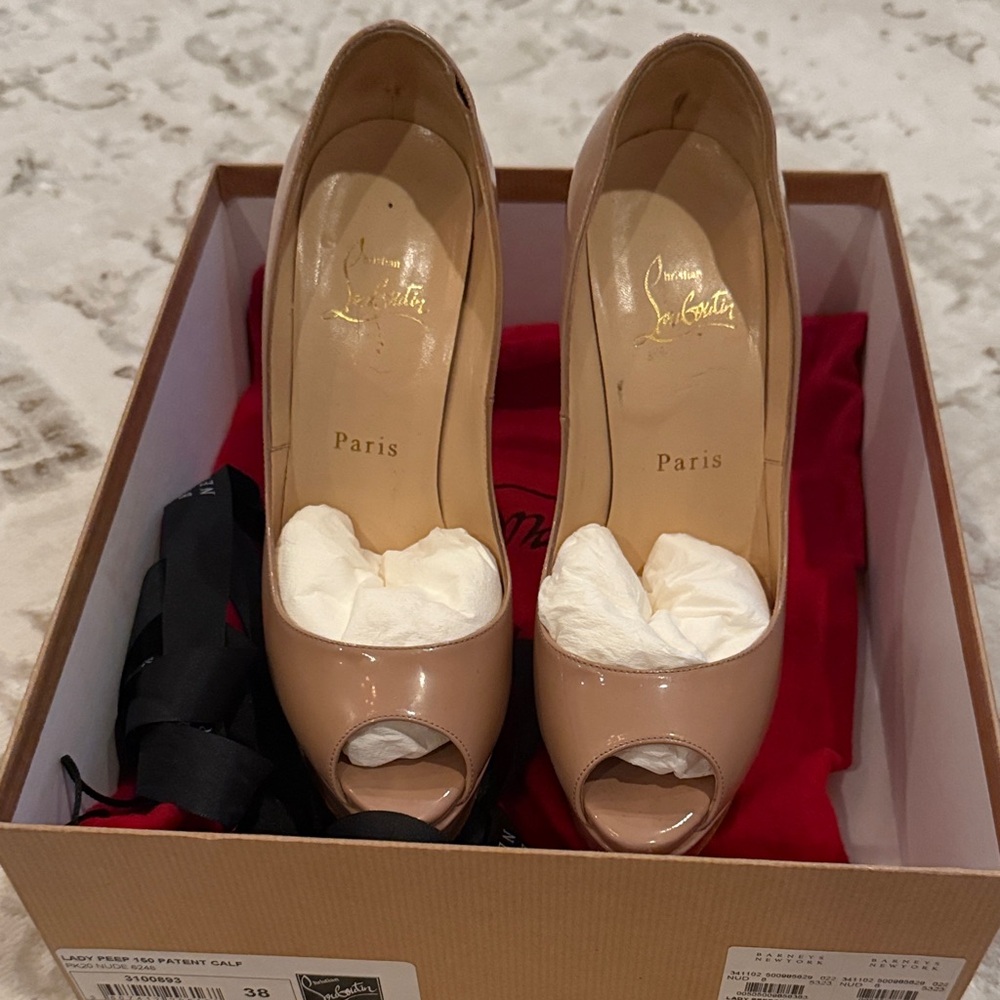Christian Louboutin Beige Peep Toe Heels